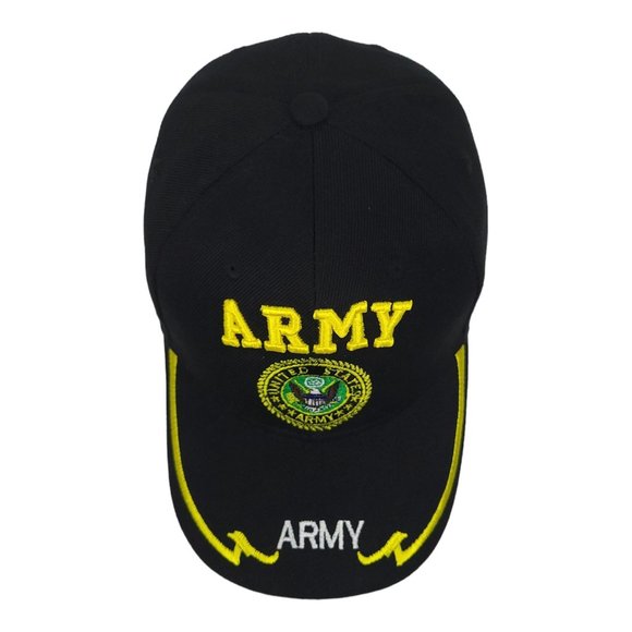 United States Army Strapback Cap Trucker Baseball Hat Eagle Embroidered Black - Picture 10 of 11